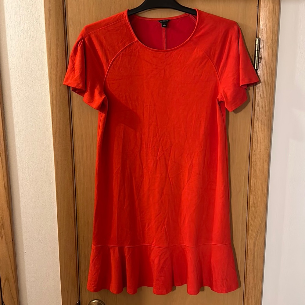 Ann Taylor Petite Women’s Short Sleeve Ruffle Hem Dress Red Size LP Large Petite